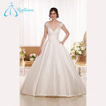 Lace Appliques Satin Schärpe Button Luxus Hochzeitskleid